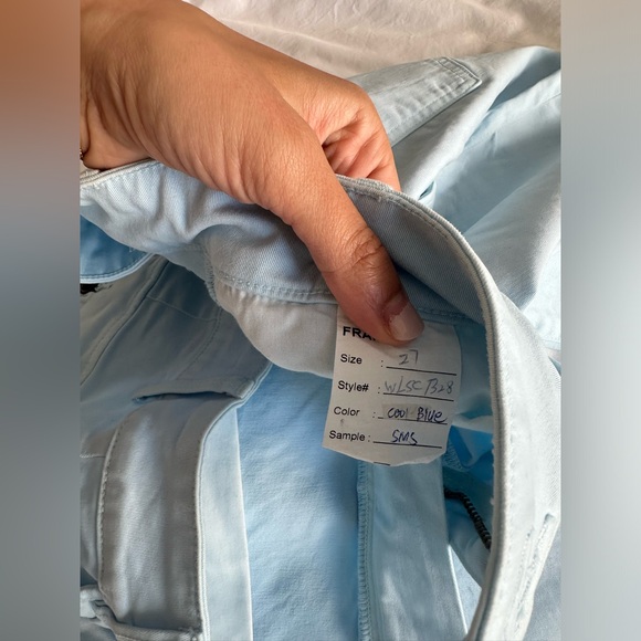 Frame Rolled High Rise Wide Leg pants size 27 cool blue chino - Picture 3 of 4